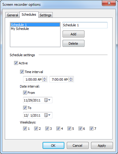 Screen Recorder options
