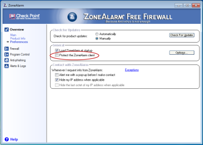 ZoneAlarm Client Protection