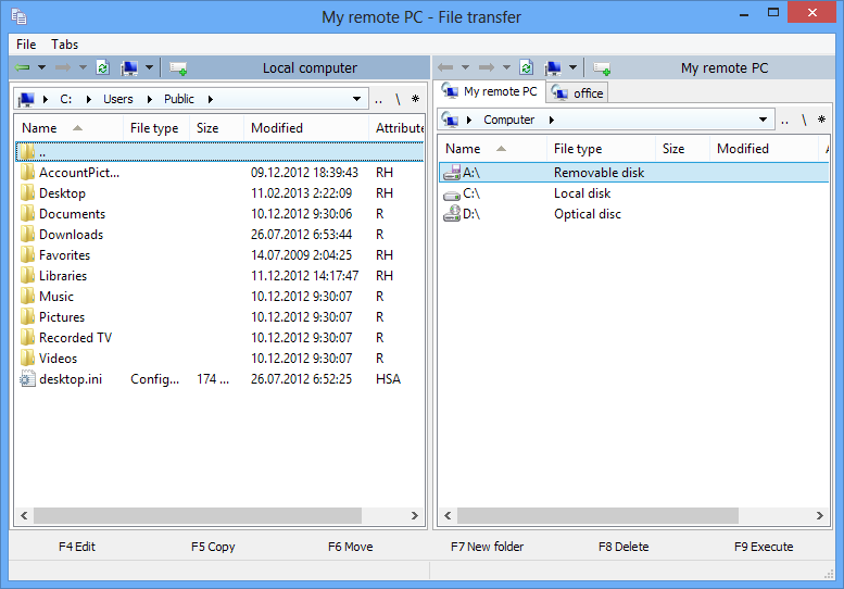 File transfer window