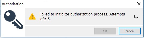 Failed to initialize Authorization process error - 22 Jan 2019 07:54:09