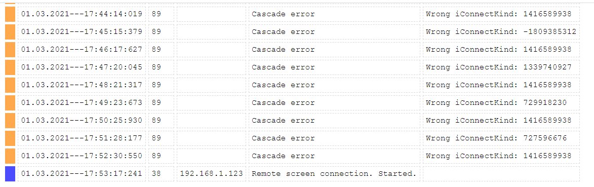 Getting records in log: 'Cascade error',  about once per minute.