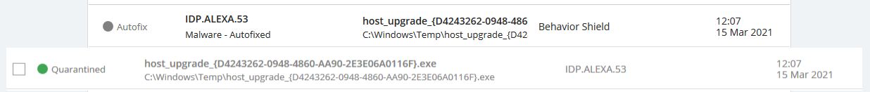 AVAST detects HOST as Malware IDP.Alexa.53 - 15 Mar 2021 03:51:28