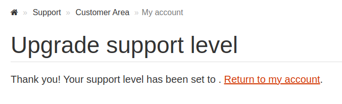 upgrade support level fails