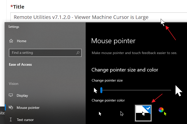 Remote Utilities v7.1.2.0 - Viewer Machine Cursor is Large