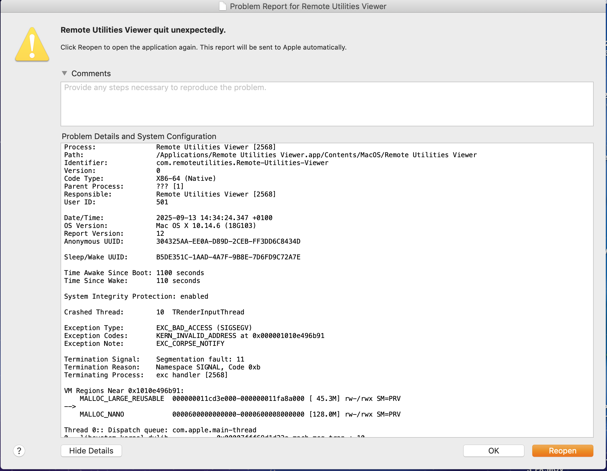 Latest beta of the Mac app crashes randomly