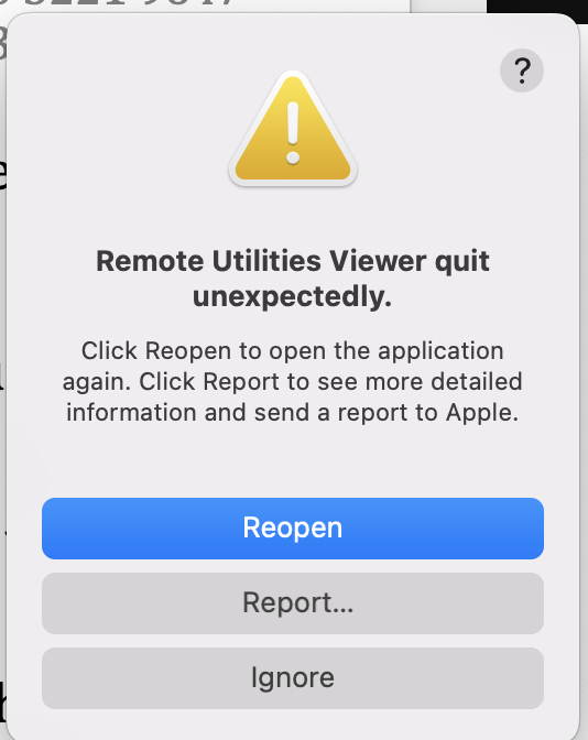 Remote viewer crash on mac