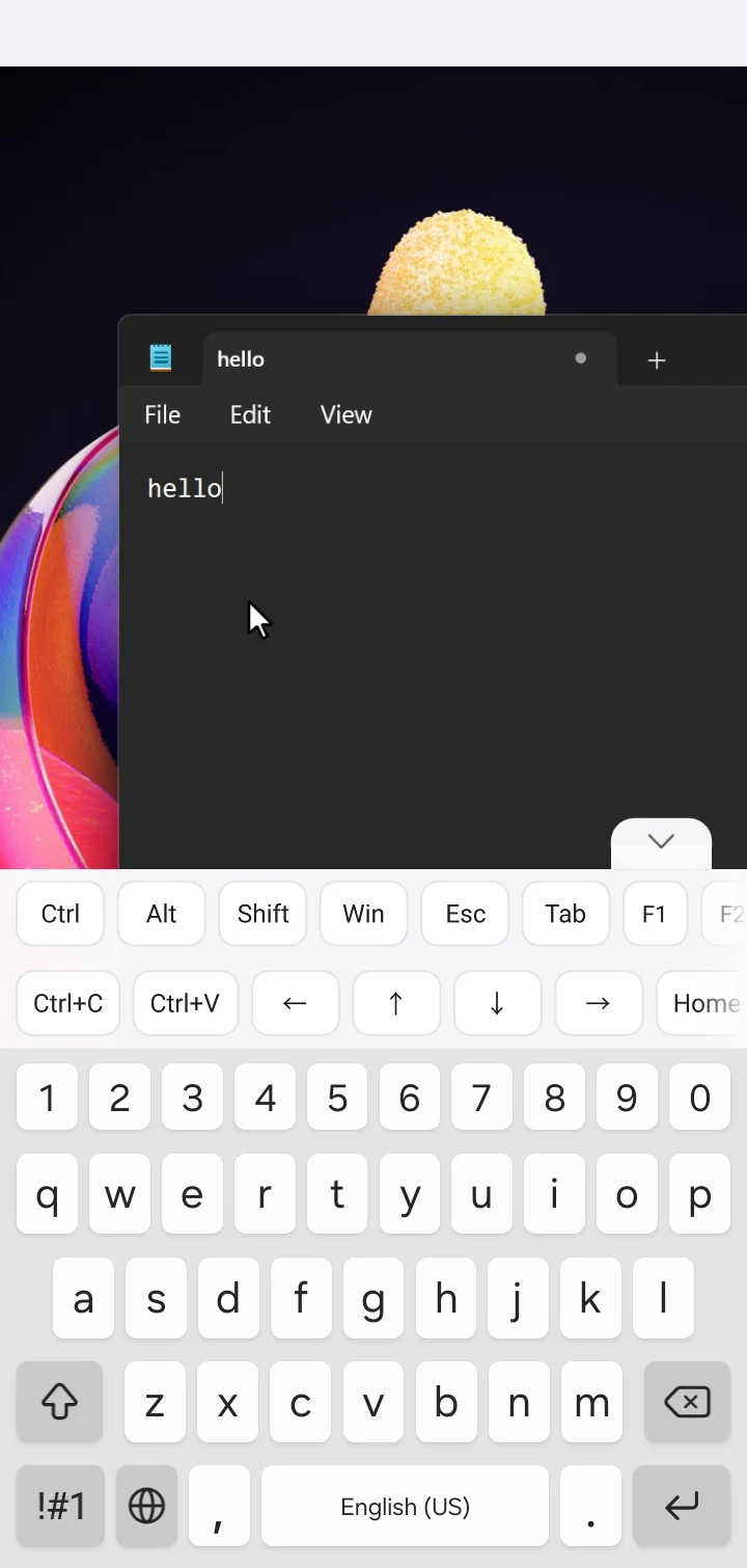 On-screen keyboard with the extra key row