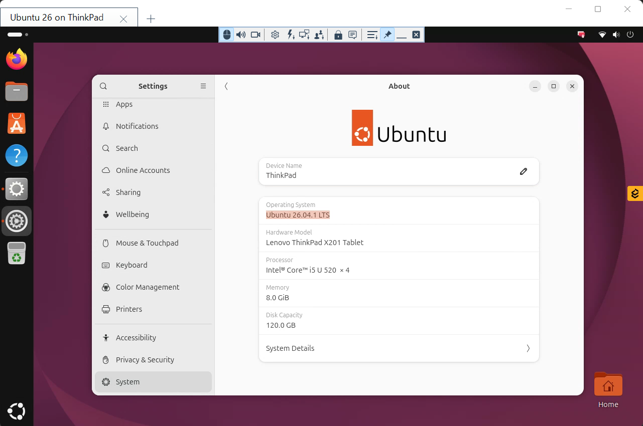 Full Control session to Remote Utilities Host on Ubuntu 26.04 LTS