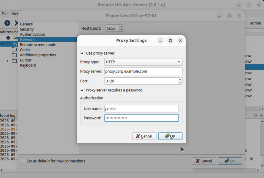 Proxy settings in the Viewer