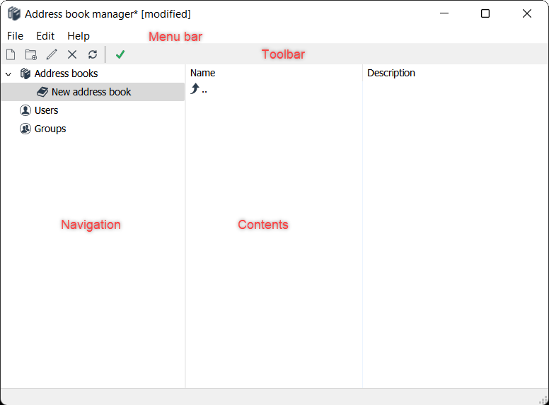 Address book manager window