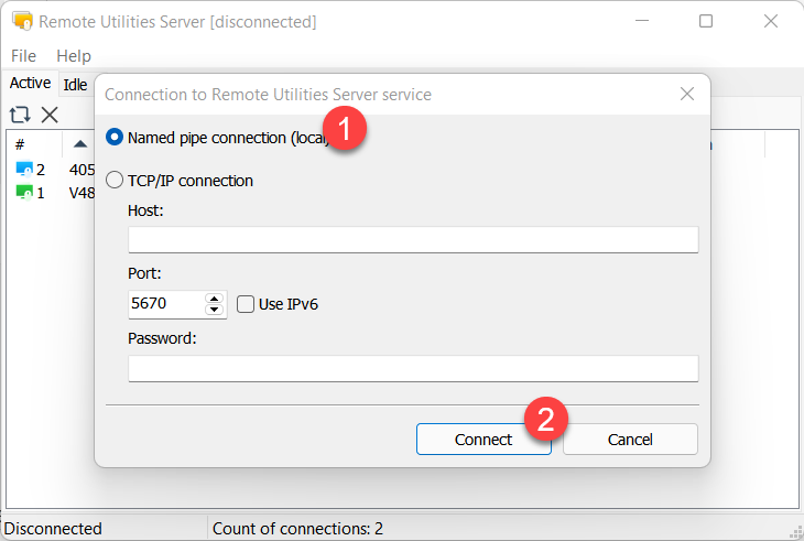 Reconnect to local service