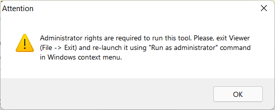 Admin rights required error