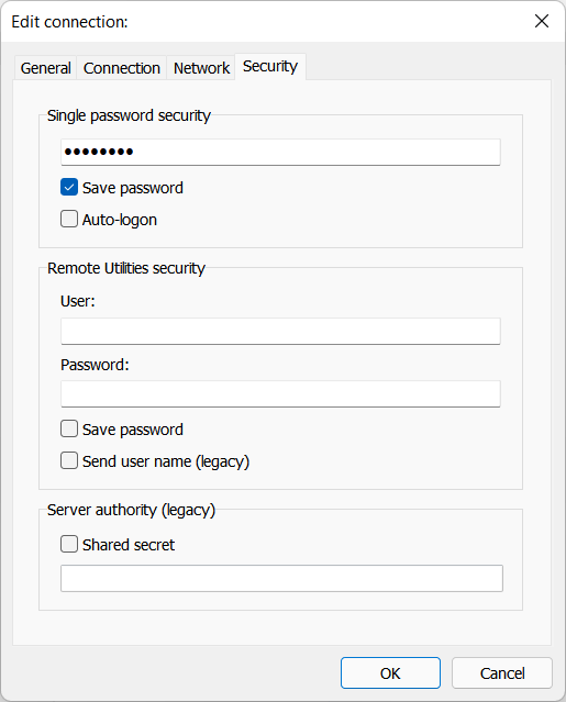 Security tab