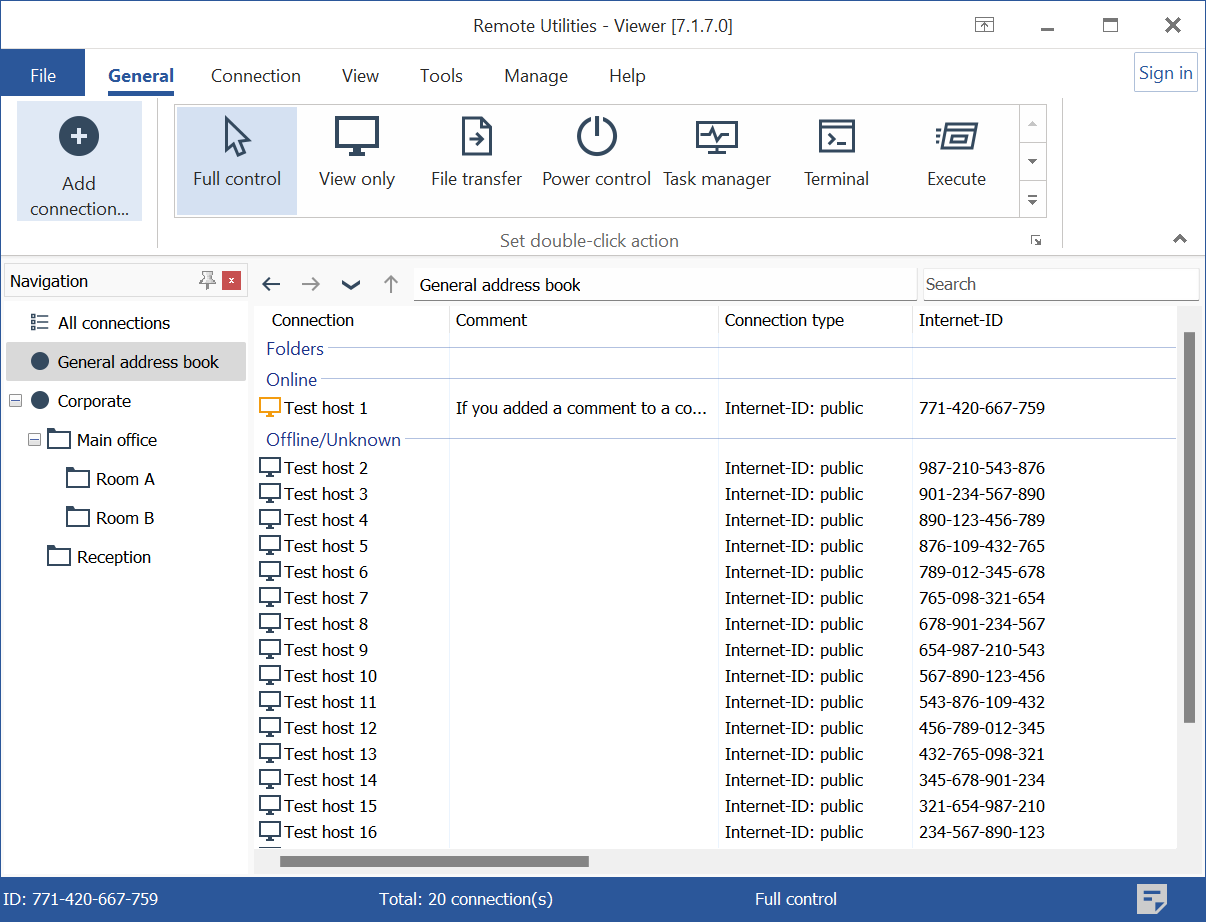 Connections grouped by their logon status