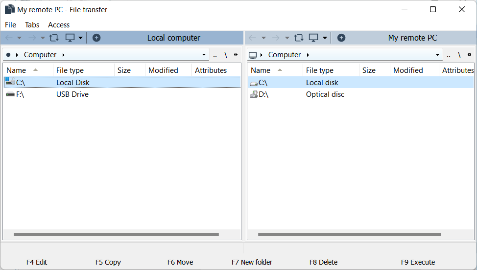 File Transfer mode window