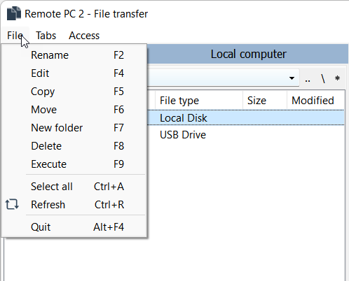 File menu expanded