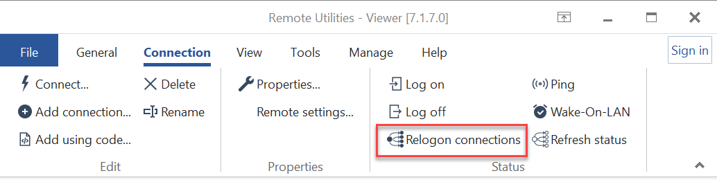 Relogon connections