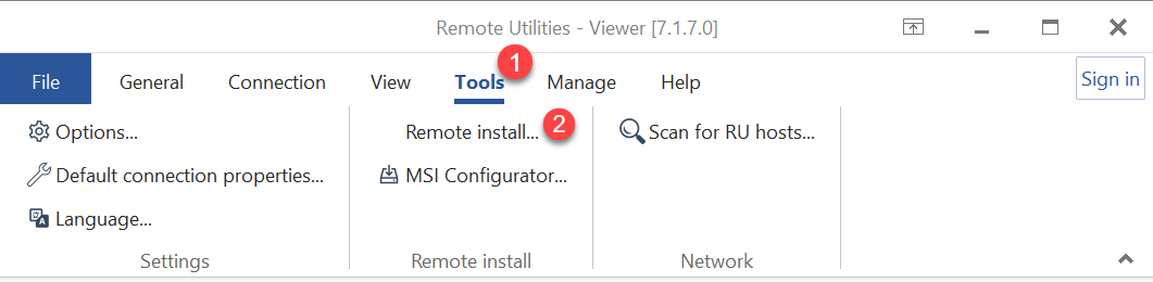 Run Remote Install tool