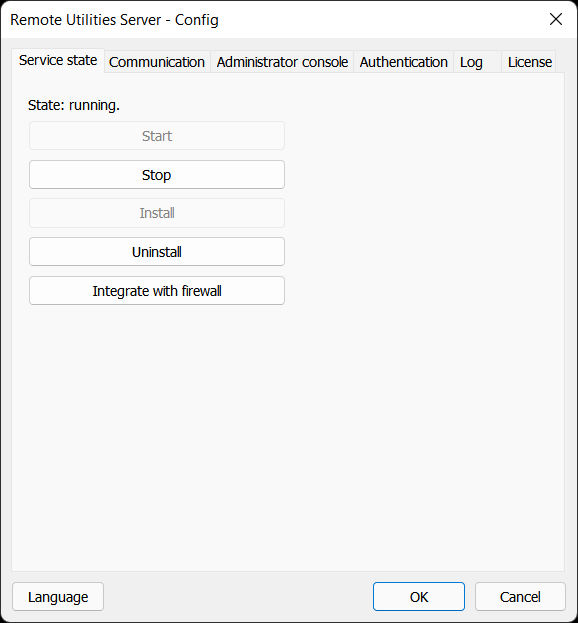 Service state tab