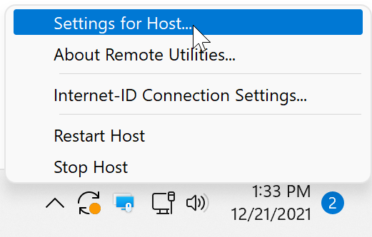 Settings for Host