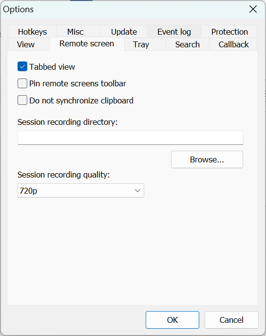 Remote-Bildschirm-Tab