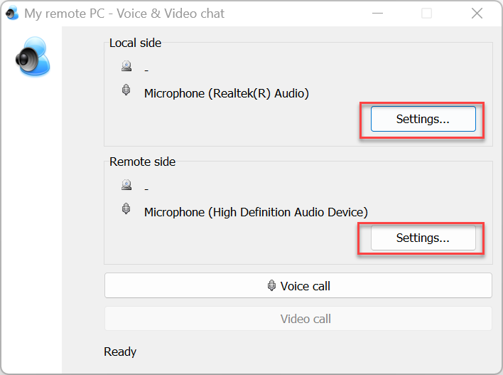 Open Voice and Video chat settings