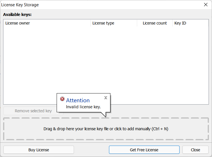 Invalid license key