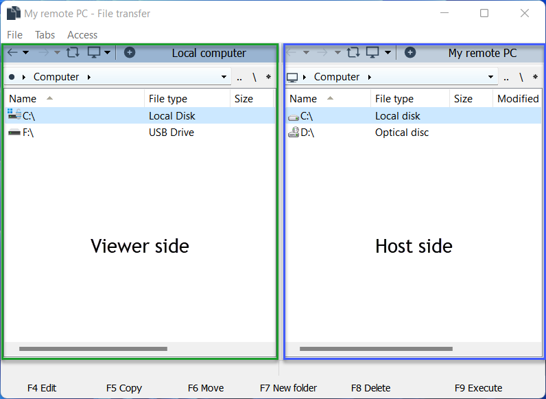 File Transfer: Viewer and Host