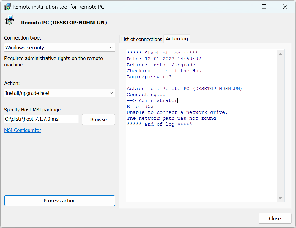 Unable to connect to network drive error