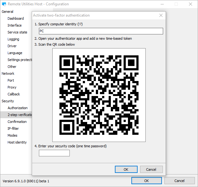 QR code scan setup