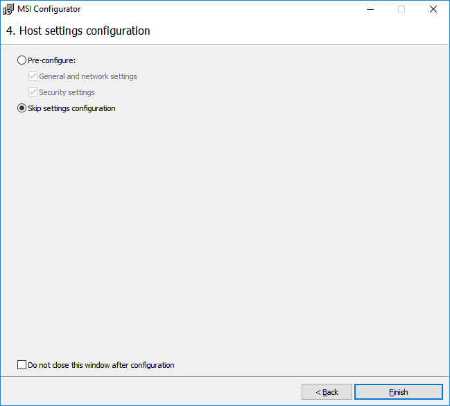 Skip Host settings configuration