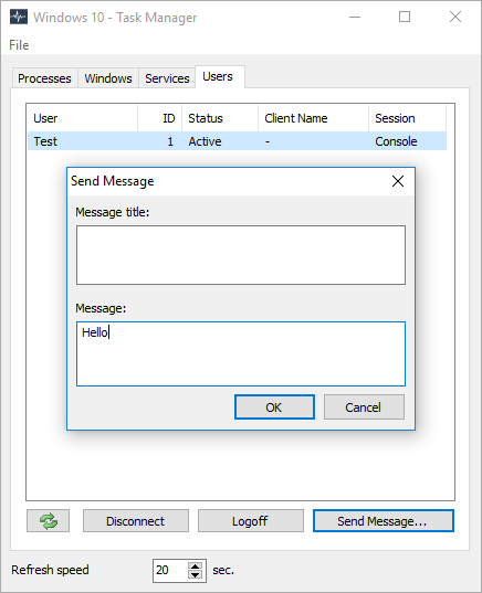 Send message window