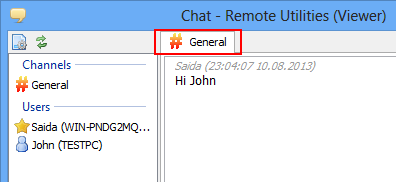Chat window, General tab