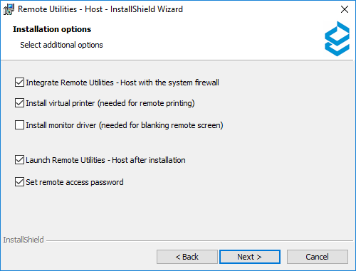 Installation wizard - Install remote printer option