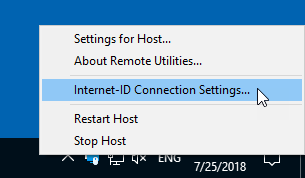 Sélection des paramètres de connexion par identifiant Internet