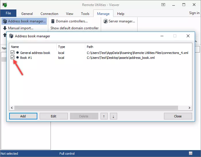 Manage Address Books Remote Utilities
