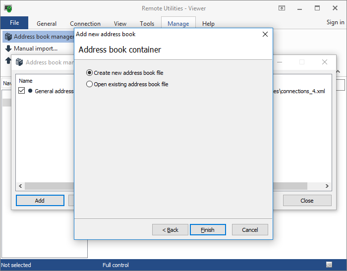 Manage Address Books Remote Utilities