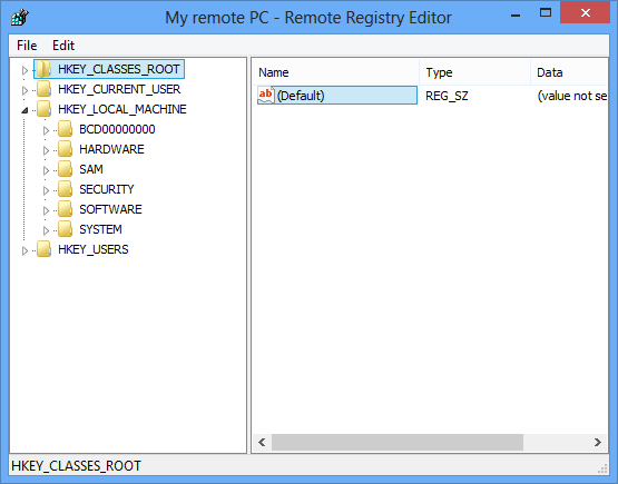 Remote Registry window