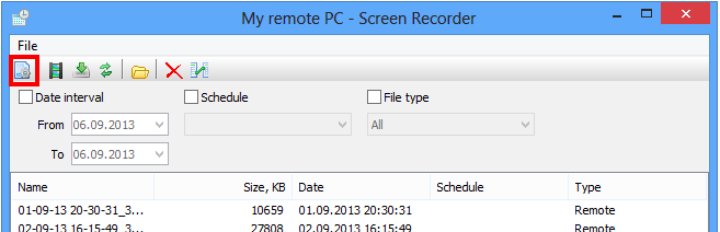 Settings icon on the Screen Recorder window toolbar