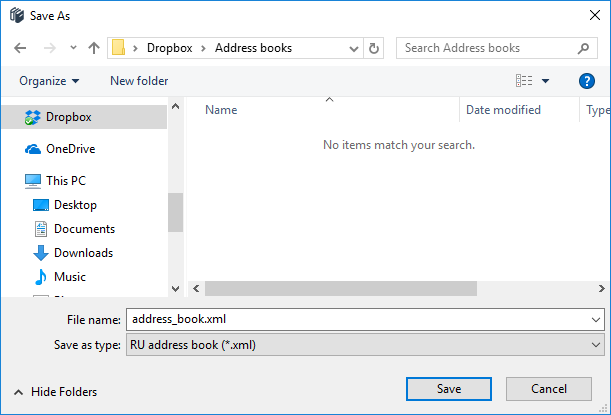 Select Dropbox folder