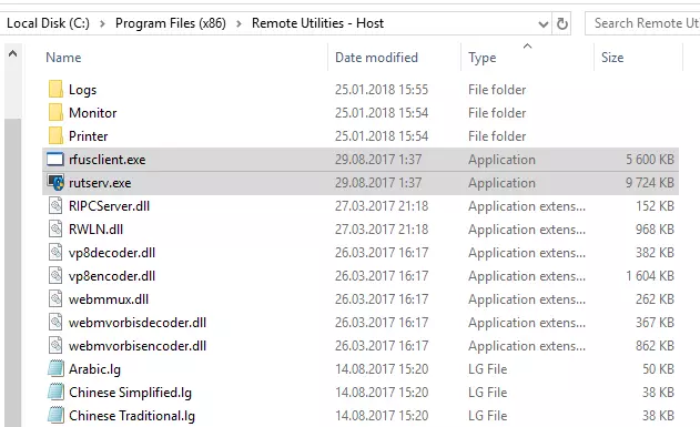 Rfusclient.exe en Rutserv.exe bestanden