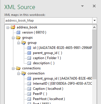 XML source pane