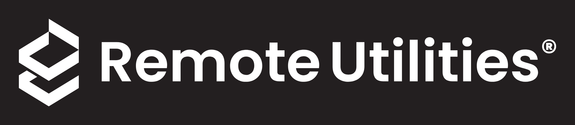Logo di Remote Utilities, bianco su nero